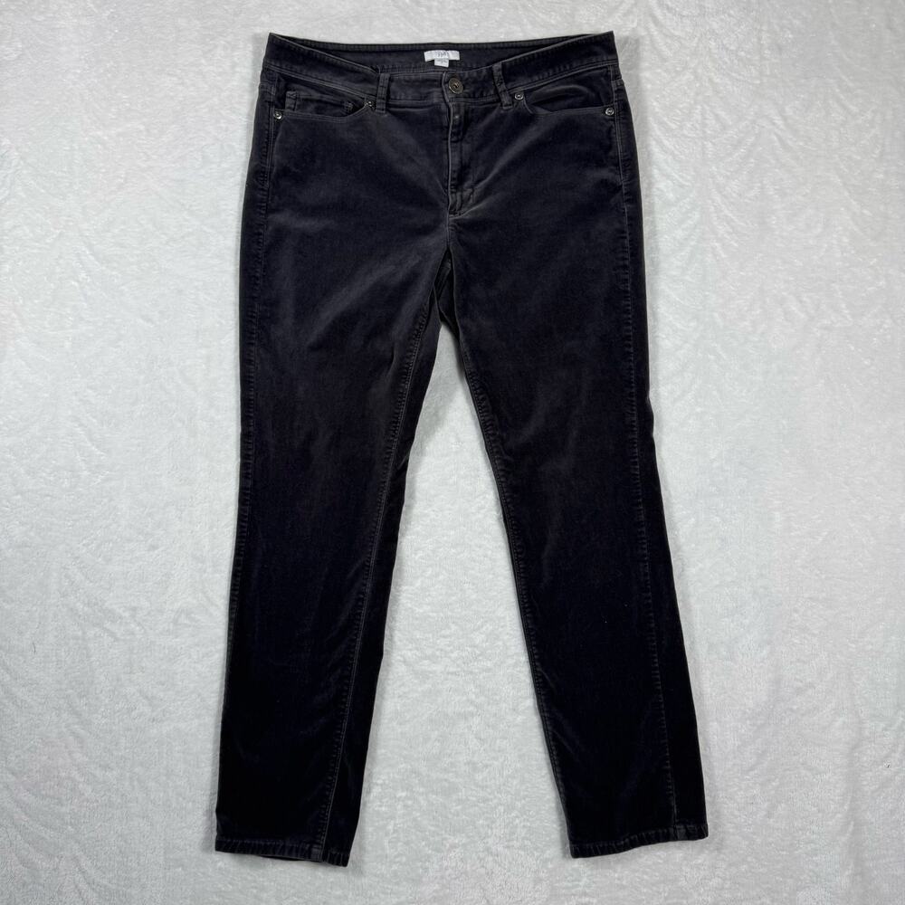 J. Jill Velvet Gray Pants Straight Slim Women's 8 Cotton Mid‎ Rise Soft Comfort